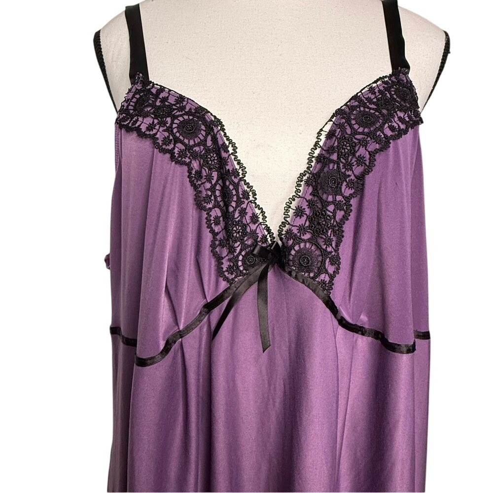 Ambrielle Purple‎ Black Lace Chemise Nightie Nightgown Lingerie 3XL/XXL